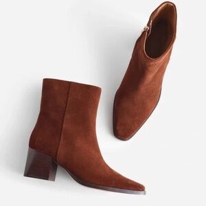 Madewell The Ardin Ankle Boot Soft Mahogany Brown Suede Women Size 8.5